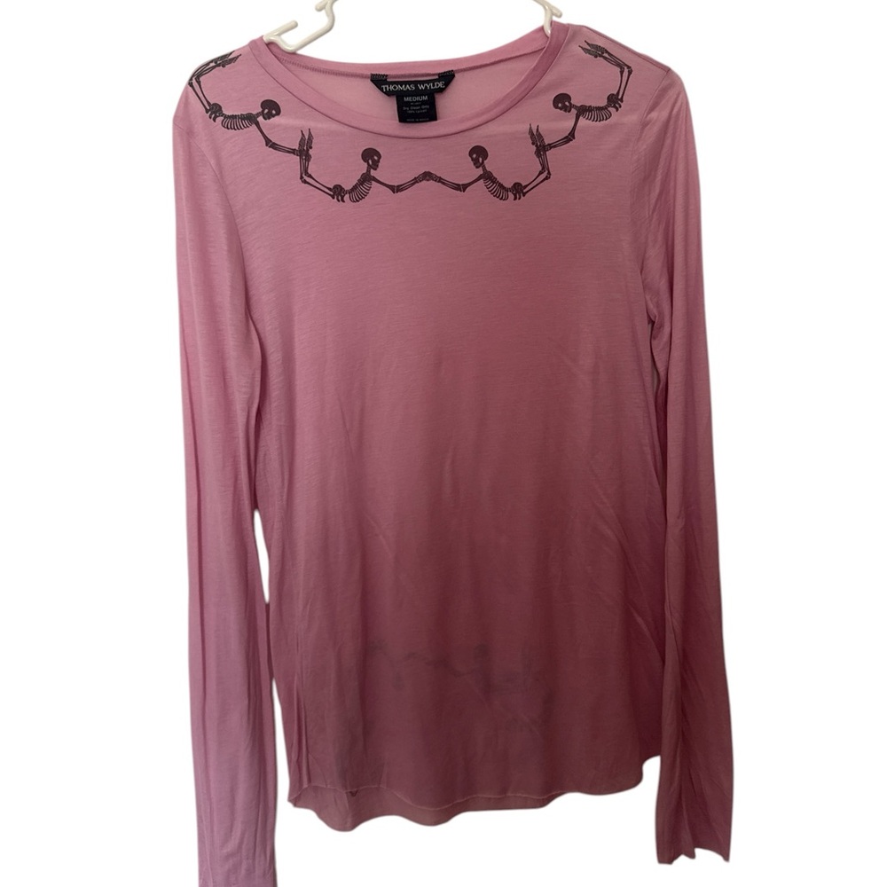 Thomas Wylde Pink Blouse with Black Skeletons